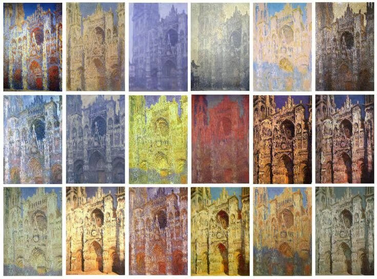 A série de Monet: a Catedral de Rouen pintada em diferentes momentos do dia